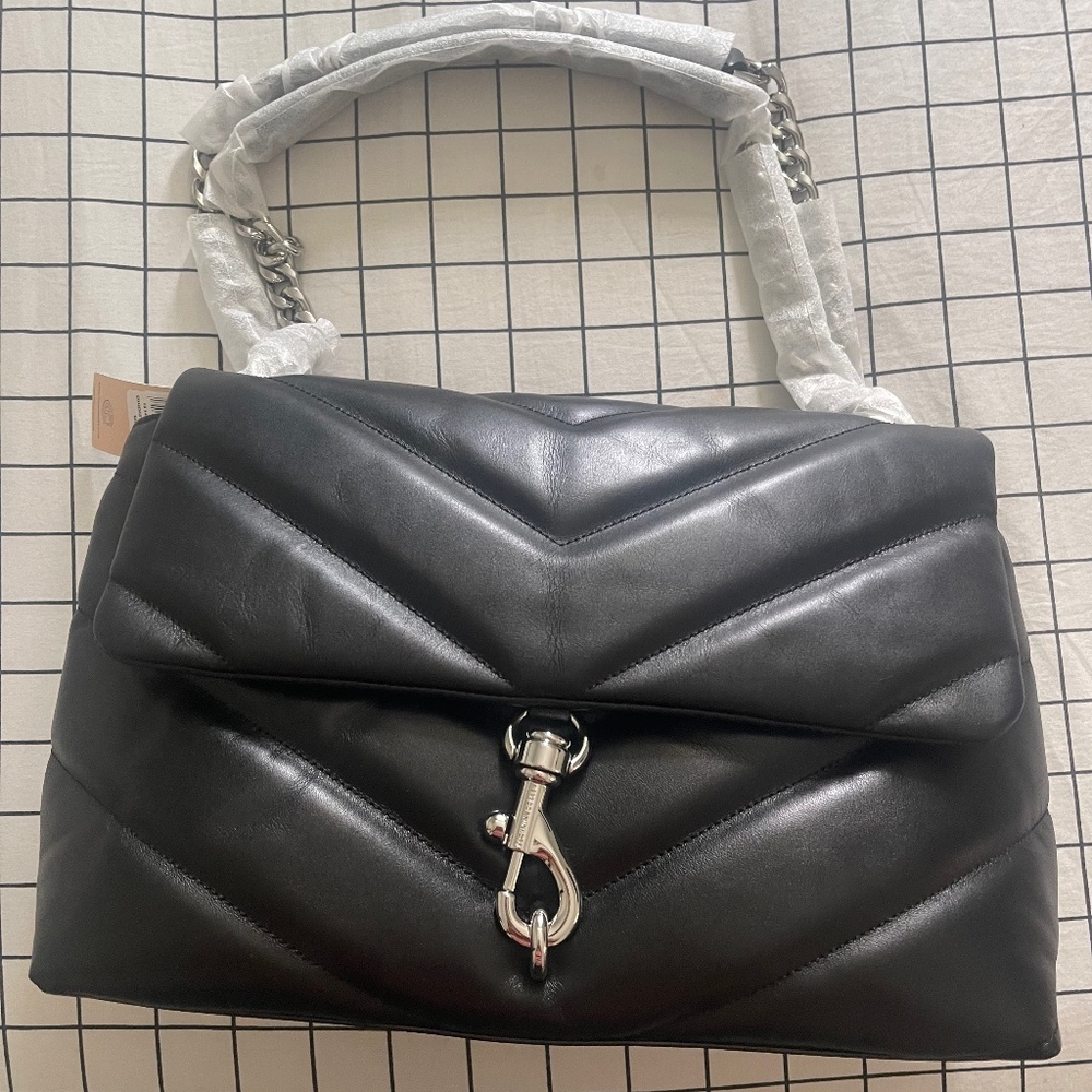 Rebecca minkoff edie maxi - black with silver chain